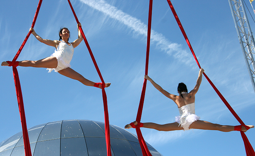 Aerial silks performers at Bristol Harbour Festival